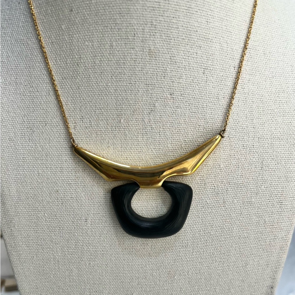 Alexis Bittar Elegant Gold and Black Necklace